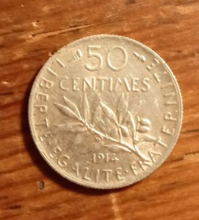 Monnaie française 50 centimes argent 1914 TTB
