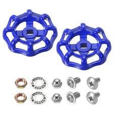 2Pcs Outside Faucet Handle Square Stem Hole 7x7mm Cast Steel Wheel Handle Blue