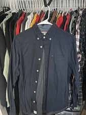 Tommy Hilfiger Men's Blue Dotted Long Sleeve Button Down Shirt Size Small
