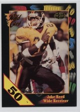 1991 Wild Card Draft 50 Stripe Jake Reed #141 Rookie RC my8. rookie card picture