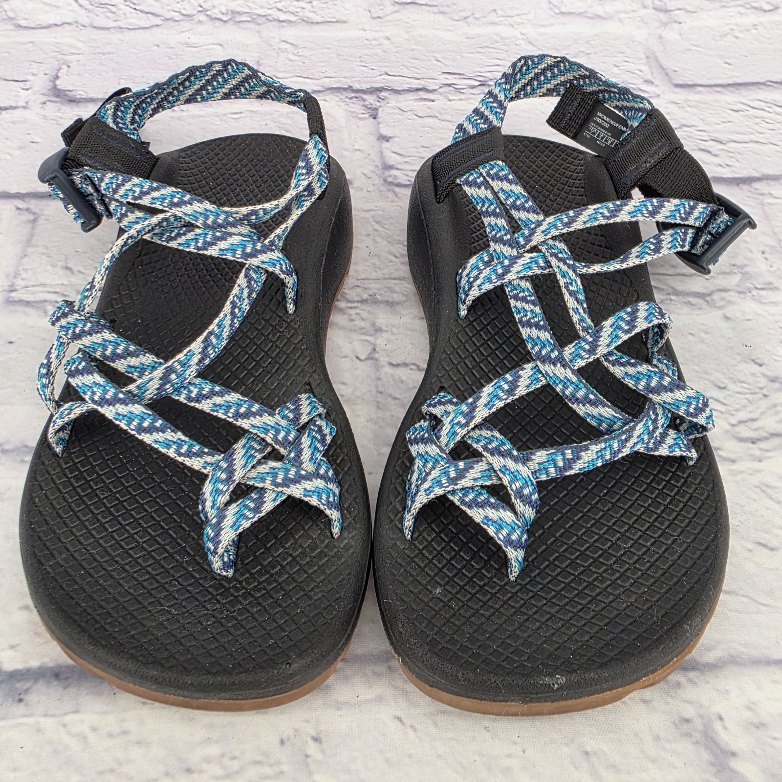 Chaco Z Cloud X2 Blue White Patterned Straps Hiki… - image 2