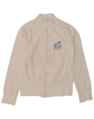 Roxy Womens Graphic Tracksuit Top Jacket UK 8 Small White Cotton GZ09