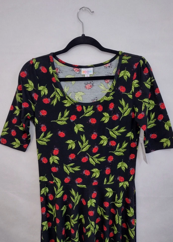 Vestido LuLaRoe Ladybug con estampado de hojas para mujer mediano nuevo con etiquetas Foto 4 de 4