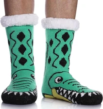 Mens Warm Slipper Socks Soft Cozy Fuzzy Fleece-Lined Winter Non Slip Indoor Chri