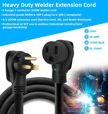 Welder Extension Cord 6 AWG 6/3 SOOW Cord,50 Amp Welding Power Extension 250V...
