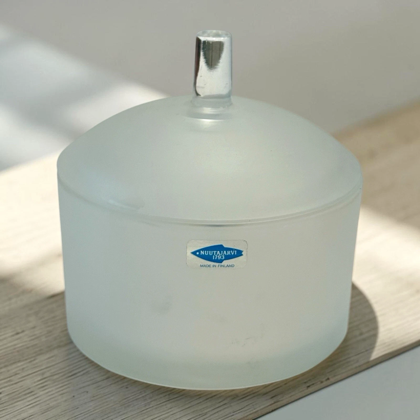 VTG Markku Salo Nuutajärvi Pandora Frosted Glass JAR With LID FINLAND 1980