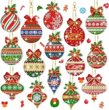 BBTO 15 Pcs Christmas Diamond Painting Keychain Balls DIY Painting... 