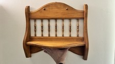 VTG Solid Oak Wood Display Wall Shelf Hanging Cottage Coar, Trinket Shelf