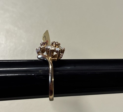 Vintage 18K HGE Gold Plated Purple Opalescent Flower Ladies Ring Size 6 NOS - Picture 5 of 10