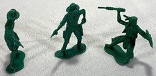 Vintage Western Plastic Figures Cowboy Native American Green Lot of 3