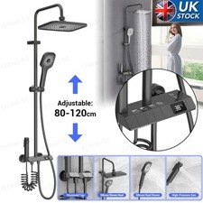 Shower Faucet System Exposed Rainfall Shower Fixtures set with Hand Shower Grey