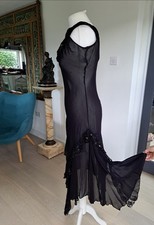 Spectacular vintage dress in diaphanous stretch voile 14/16