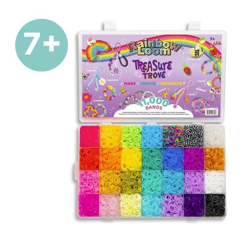 Rainbow Loom Treasure Trove Bandai kit créatif bracelets élastiques multicolores avec métier