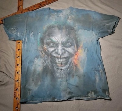 DC Comics Injustice Shirt Mens XL Blue Big Face Joker Tie Dye All Over Print Tee