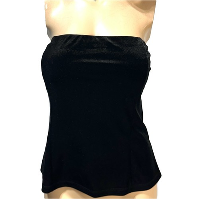 #ad EXPRESS Velvet Strapless Tube Top Women#x27;s Size L Large Zip Back USA NWT $28.00