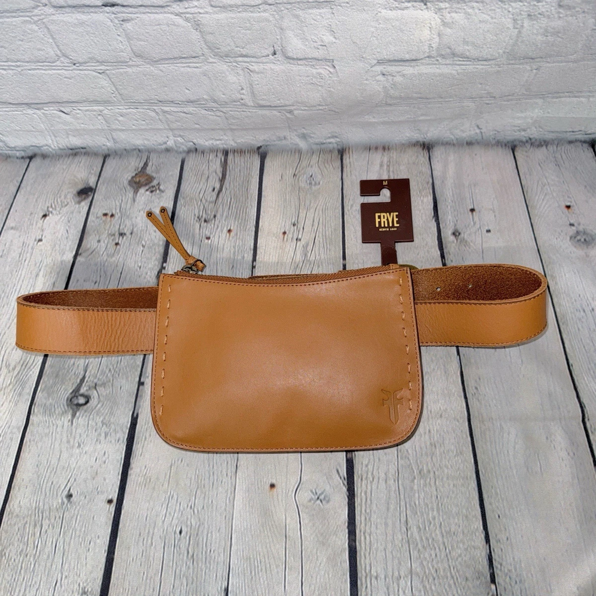 Frye Cognac Leather Belt Bag Fanny Pack Stitch Detail Waist Pouch Frye Leather Exterior Belt Bag & Fanny Pack Handbags & Bags  main image 2