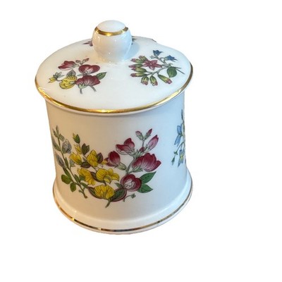 Fortnum & Mason Vintage Porzellan Gewürz / Marmeladendose mit Deckel. Botanische Blume