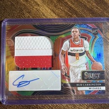 2024-25 Select NBA Bub Carrington Rookie Auto Rare Tie-Dye Prizm /25 (RC) Wizard