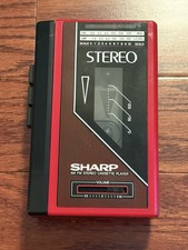 Vintage SHARP Cassette Player Red JC-126 R AM-FM Stereo TESTED WORKING Walkman
