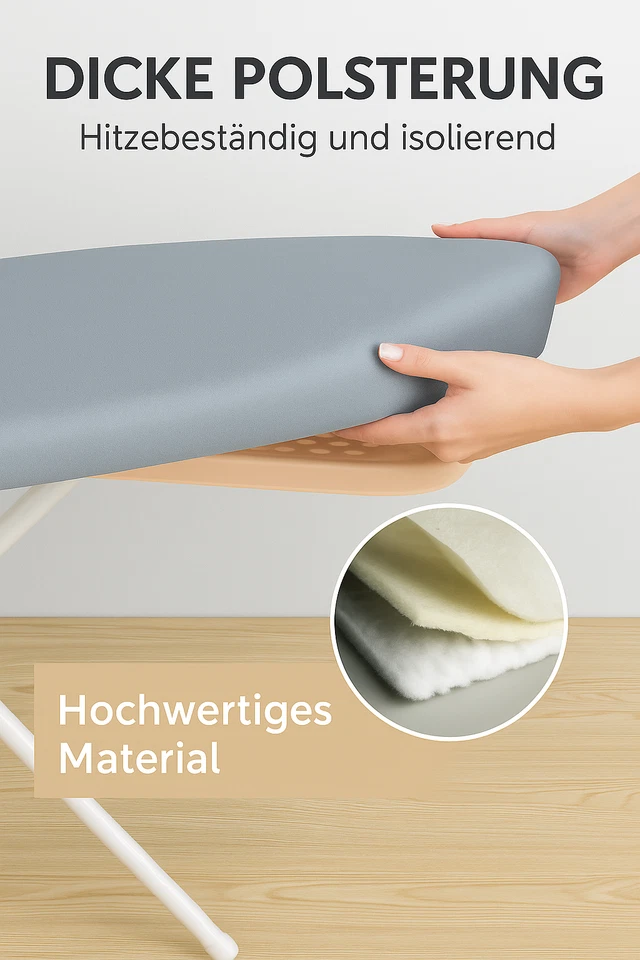 Bügelbrettbezug Baumwolle dick gepolstert hitzebeständig universal OEKO-TEX - Bild 4 von 4