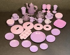 Barbie Dollhouse Lot of Purple Kitchen Accessories Dishes Plates Cups Teapot