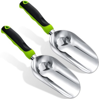 2 Pcs Soil Scoop 13.39 x 3.82 Inch Aluminum Transplanter Trowel Bend Proof Ga...