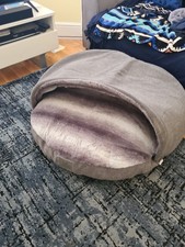 Dog Cave Bed.  Large. Collared Creatures. Soft faux fur lining. Grey. 98cm dia.
