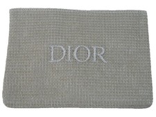 Christian Dior Rattle Beige Mesh Comestics Beauty Case Pouch Embroidered Logo