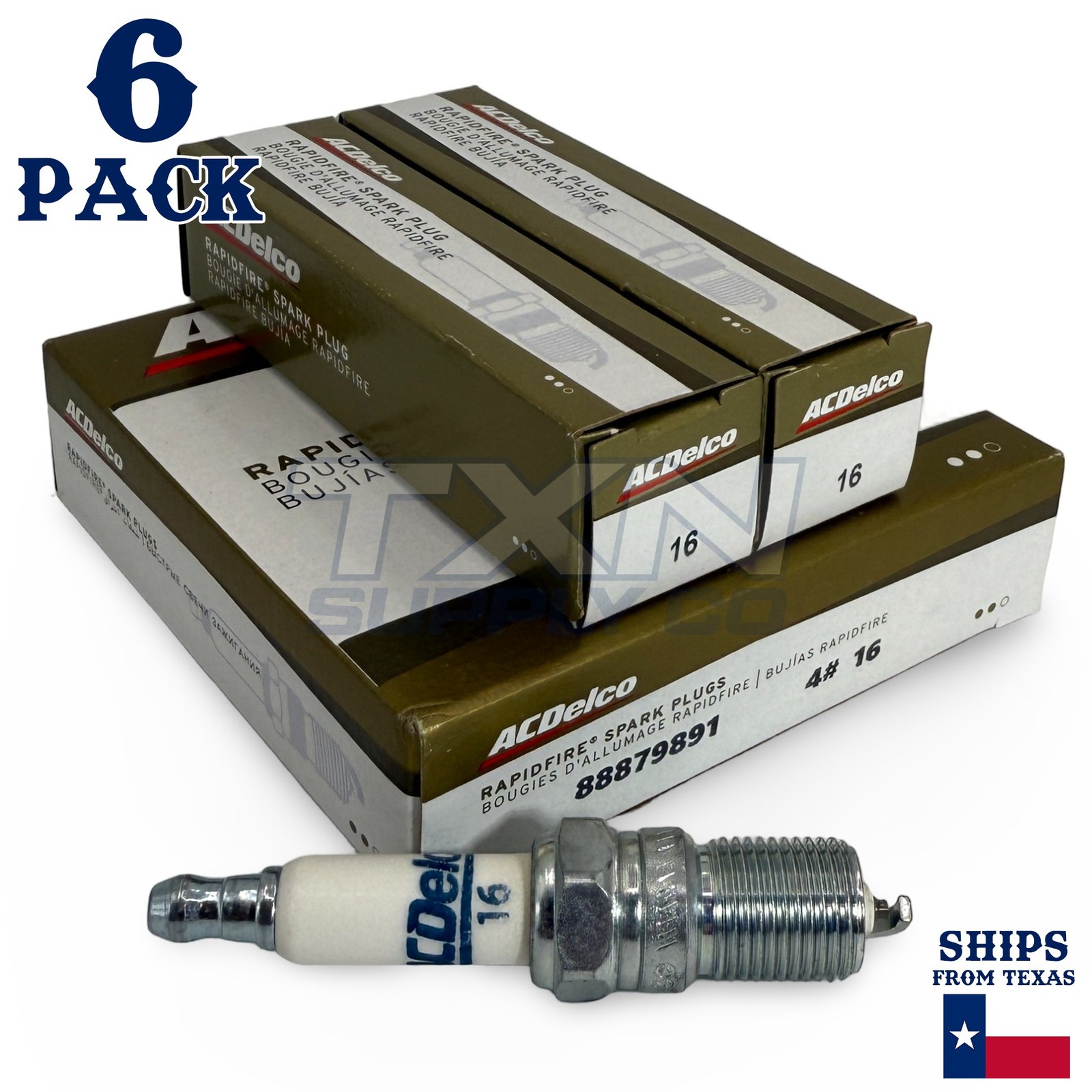 6 Pack GM ACDelco #16 RAPIDFIRE Platinum Spark Plugs