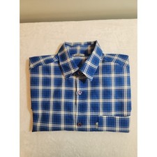 CalTop Shirt Mens 3XL Blue Plaid Short Sleeve Preppy Vacation Made In USA Vtg