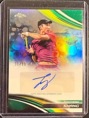 Juncheng Shang 2025 Topps Chrome Tennis Green Refractor Auto Autograph #/99