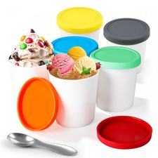 6 Pack Ice Cream Containers for Homemade, 1 Quart Freezer Storage Tubs
