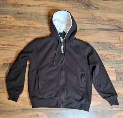 C.E. Schmidt Workwear Womens Fleece Lined Zip Up Hoodie Sz M Sherpa Brown Heavy