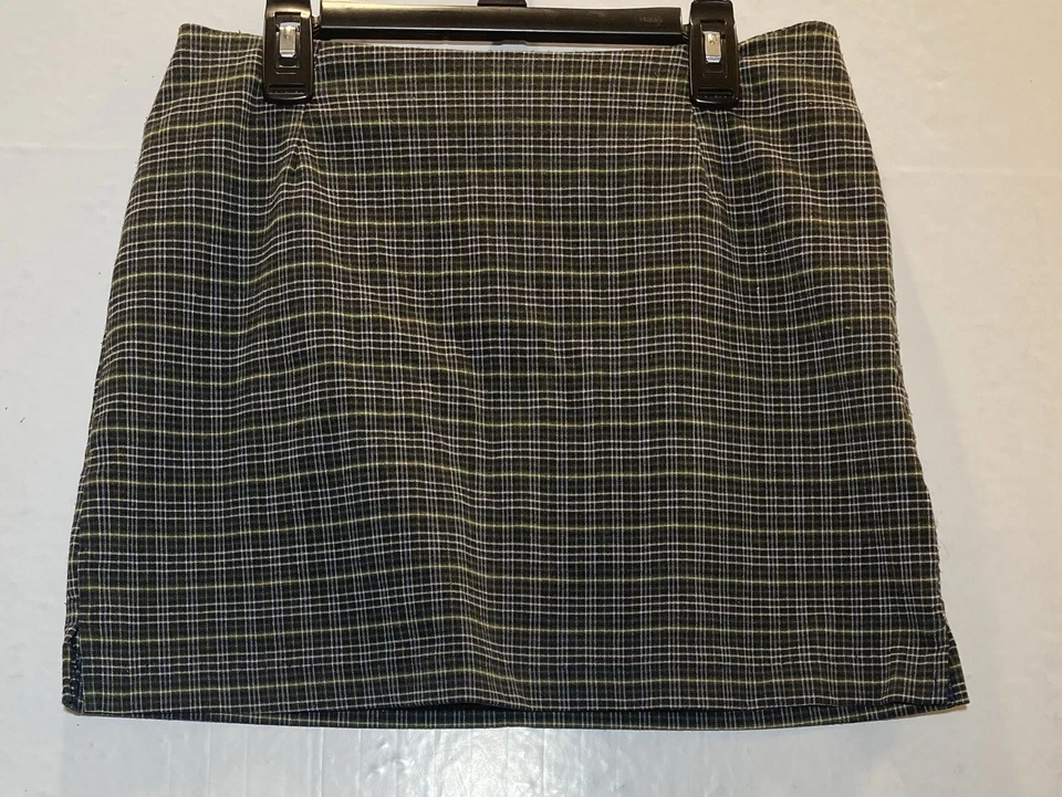Minifalda vintage a cuadros tentada Y2K juniors talla 9 elástica preppy centro comercial grunge Foto 2 de 4