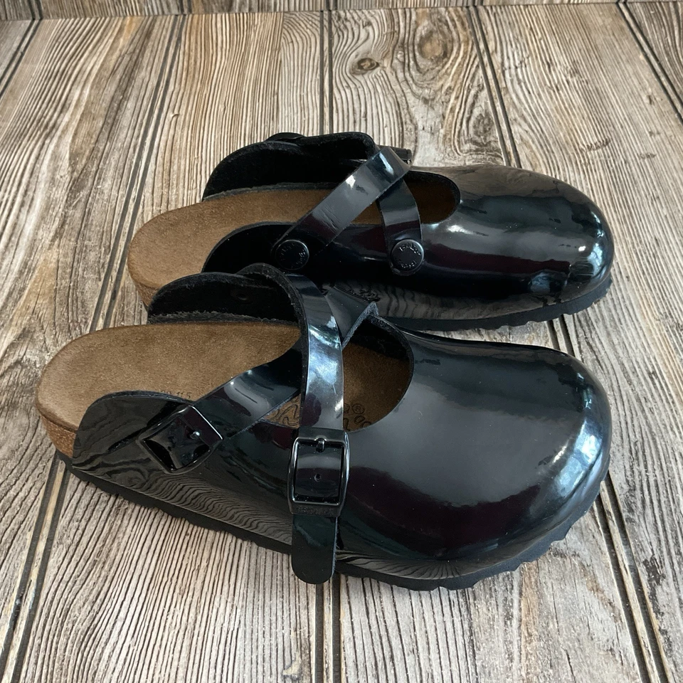 Birkenstock Birki’s Boston Slide Patent Black Leather Clogs Girls EU 30 C12 NEW - Image 2 of 4