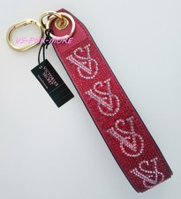 Victoria's Secret VS Bling Rhinestone Wristlet Strap Keychain Red  Pink Logo