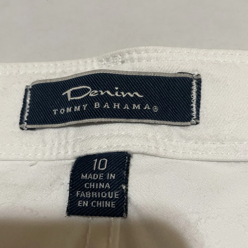 Tommy Bahama Pantalones Cortos Mujer Talla 10 X 10 Blanco Denim Bermudas Mezcla Algodón Foto 2 de 4