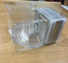 Rotating 32 CD Storage Holder Carousel Clear Acrylic Plastic
