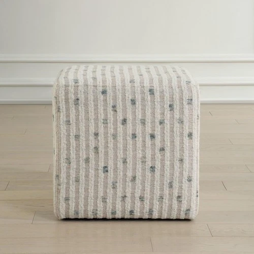 Uttermost 23914 Joie 18 inch White and Sea Blue Ottoman - Picture 2 of 5