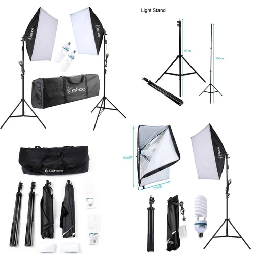 135W Softbox Lighting Kit Video Photo Soft Box Continuous Light Stand Studio UK