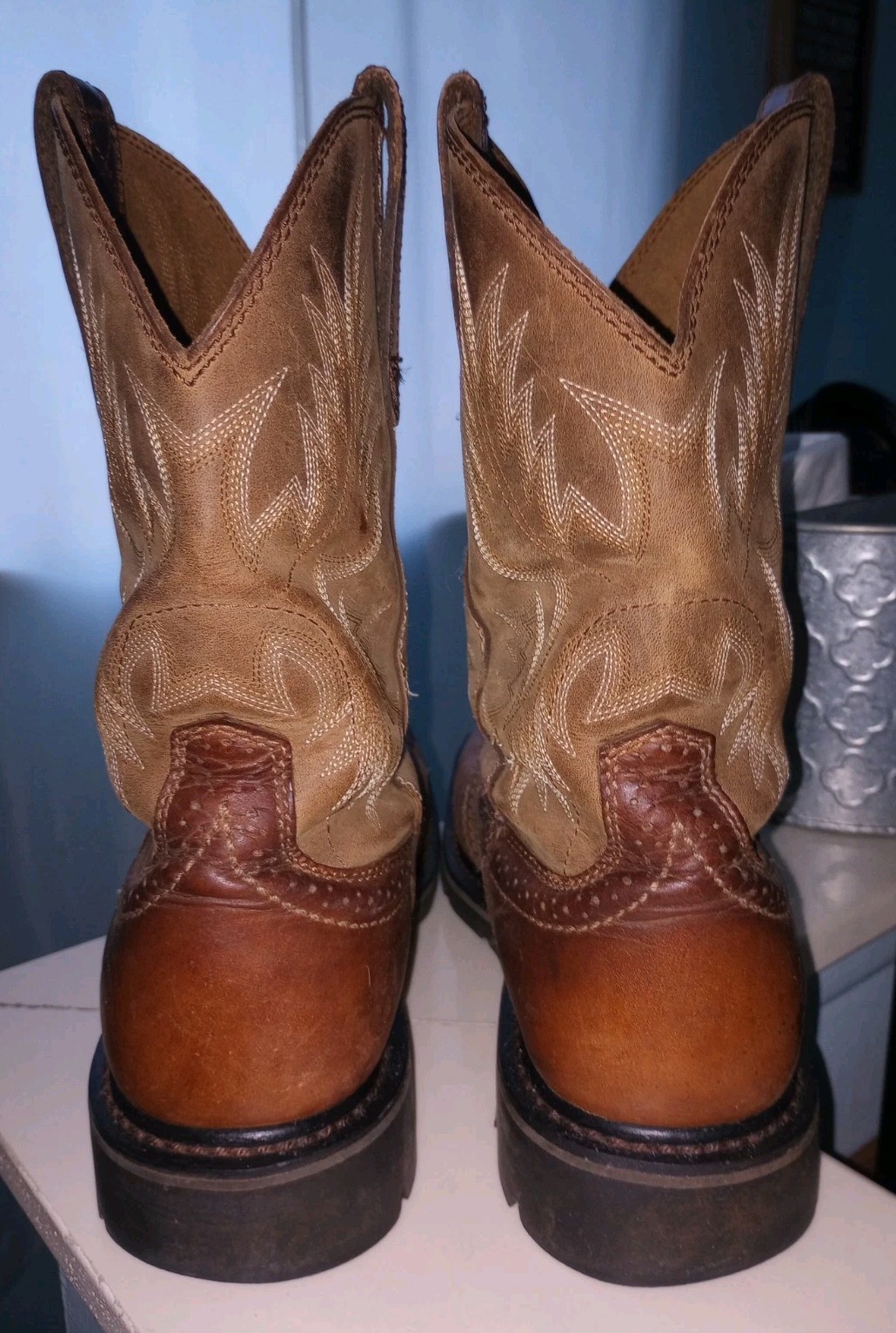 Ariat Western Performance Brown Square Toe Boots … - image 11