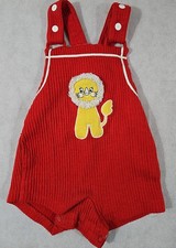Vintage Carter's Jumper Girls 24 Months Red With Yellow Lion Bib Overalls