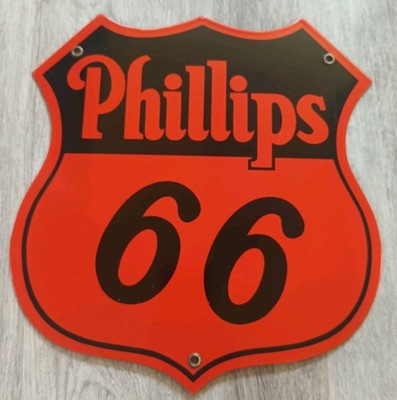 classic PHILLIPS 66 orange - heavy duty 18 gauge steel die-cut porcelain sign 