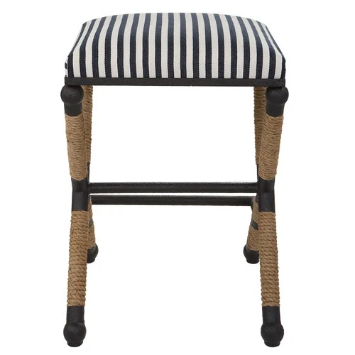 Uttermost 23711 Braddock 19"W Counter Stool - Navy Blue / Cream - Picture 5 of 10