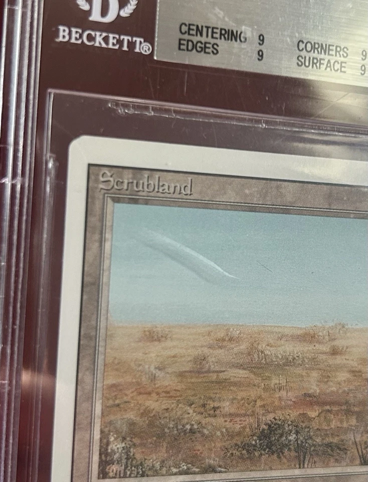 Magic The Gathering Scrubland Dual Land Revised 1994 BGS 9 Quad MTG Scratch Case - Image 3 of 3