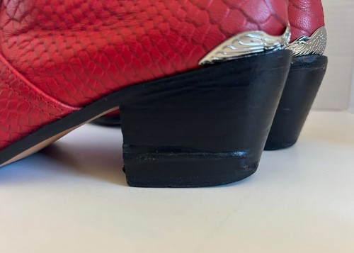 Wandering Coyote Men's Red Western Python Print Cowboy Ankle Boots Size EU 43 - Picture 5 of 14
