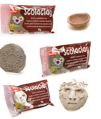 SCOLA Air Drying Clay Modelling Pottery Self Hardening Sculpture Craft Art 1kg 3kg 6kg