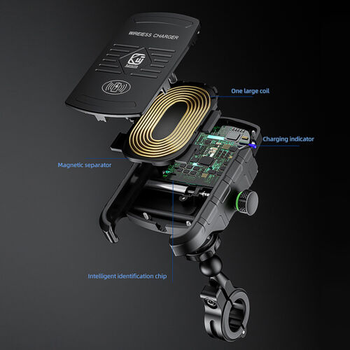 15W Wireless Fast Charger Motorcycle Motorbike Charging Phone Holder Mount - Picture 7 of 12