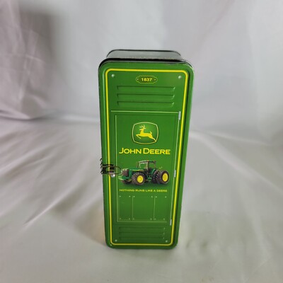 John Deere Tin Lock Box Storage container collectible locker