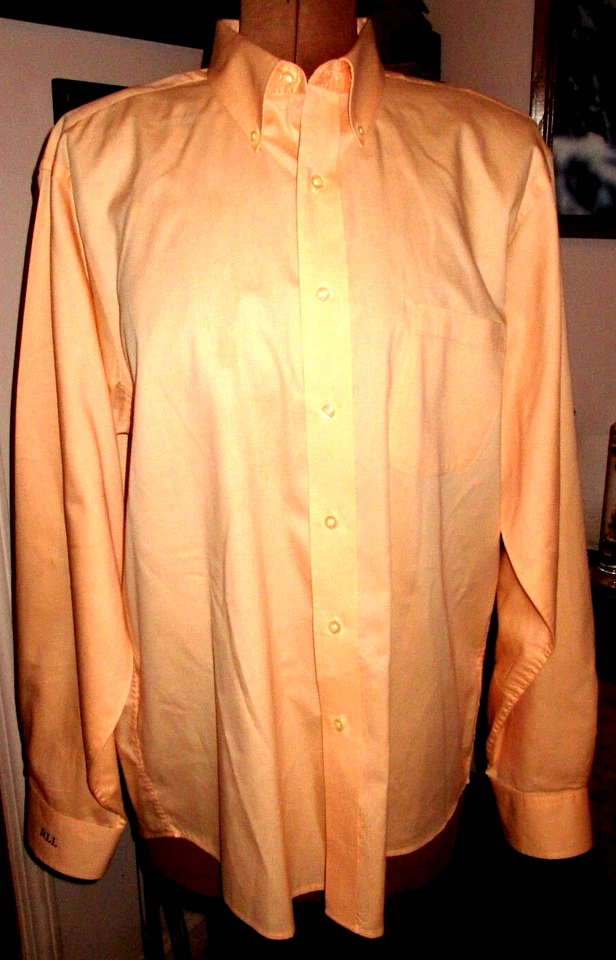 RLL Embroidered Cuff CHAPS Orange WRINKLE FREE Shirt/Size 17-17 1/2 36/37 XL - Image 3 of 4